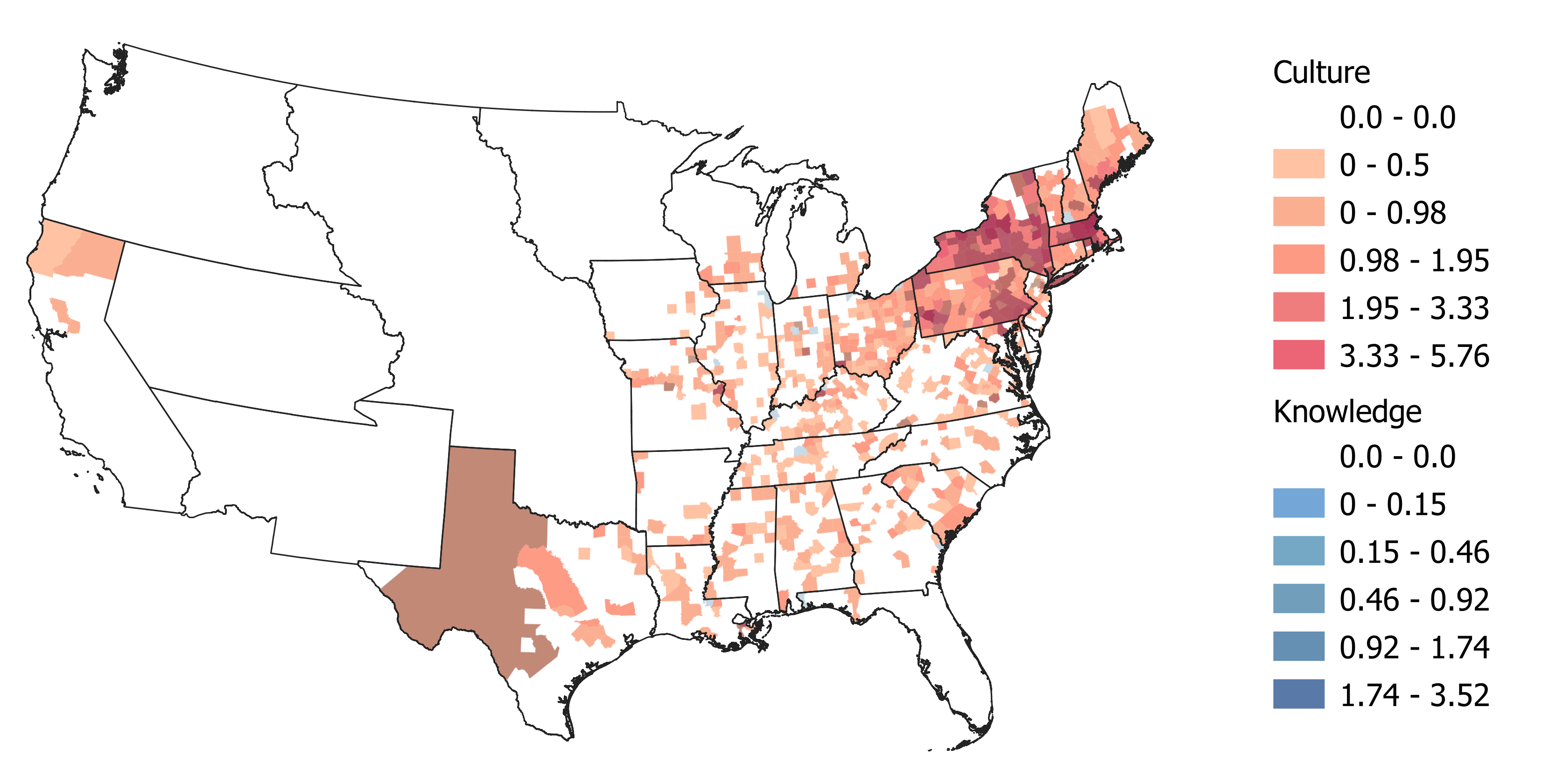 Map of copyright registrations